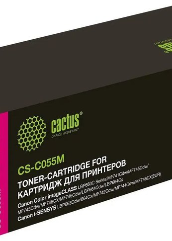 Картридж лазерный Cactus CS-C055M 055 M пурпурный (2100стр.) для Canon LBP663Cdw, LBP664Cx, MF746Cx, MF742Cdw, MF744Cdw