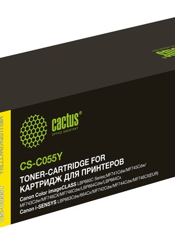 Картридж лазерный Cactus CS-C055Y 055 Y желтый (2100стр.) для Canon LBP663Cdw, LBP664Cx, MF746Cx, MF742Cdw, MF744Cdw