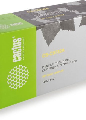 Картридж лазерный Cactus CS-C9732A желтый (12000стр.) для HP CLJ 5500/5550