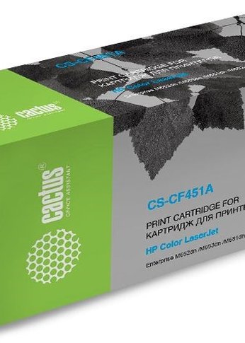 Картридж лазерный Cactus CS-CF451A CF451A голубой (10500стр.) для HP Color LJ Enterprise M652dn/M653dn/M681dh