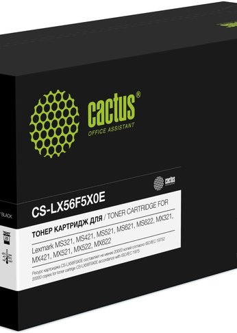 Картридж лазерный Cactus CS-LX56F5X0E/56F5X00 CS-LX56F5X0E черный (20000стр.) для Lexmark MS321/421/521/621