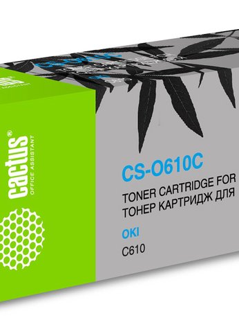 Картридж лазерный Cactus CS-O610C 44315323 голубой (6000стр.) для Oki C610