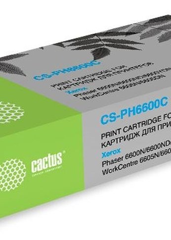 Картридж лазерный Cactus CS-PH6600C 106R02233 голубой бар.в компл. (6000стр.) для Xerox Ph 6600/WC 6605