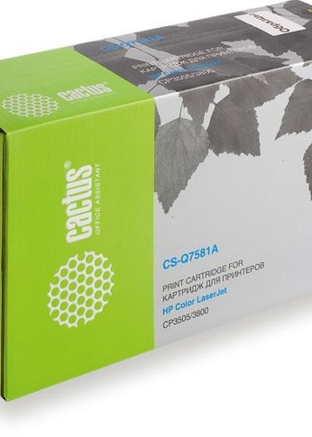 Картридж лазерный Cactus CS-Q7581A Q7581A голубой (6000стр.) для HP CLJ CP3505/3800