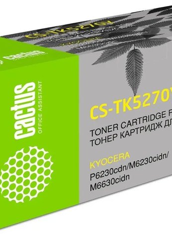 Картридж лазерный Cactus CS-TK5270Y TK-5270Y желтый (6000стр.) для Kyocera Ecosys P6230cdn/M6230cidn/M6630cidn