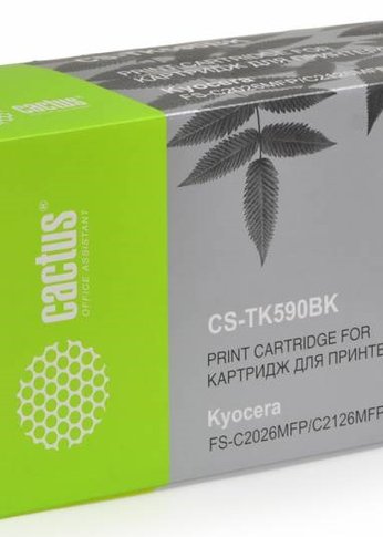 Картридж лазерный Cactus CS-TK590BK TK-590K черный (7000стр.) для Kyocera FS-C2026MFP/C2126MFP/C2526MFP/C2626MFP/C5250DN