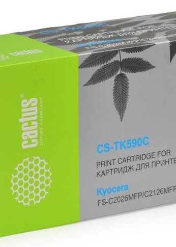 Картридж лазерный Cactus CS-TK590C TK-590C голубой (5000стр.) для Kyocera FS-C2526MFP/C2626MFP/C5250DN/C2026MFP