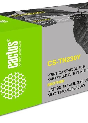 Картридж лазерный Cactus CS-TN230Y TN-230Y желтый (1400стр.) для Brother HL-3040/3070/DCP-9010/MFC-9120/9320