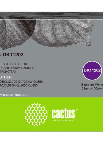 Картридж ленточный Cactus CS-DK11202 DK-11202 черный для Brother P-touch QL-500, QL-550, QL-700, QL-800