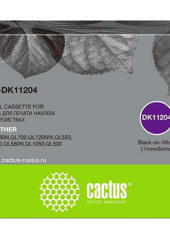 Картридж ленточный Cactus CS-DK11204 DK-11204 черный для Brother P-touch QL-500, QL-550, QL-700, QL-800