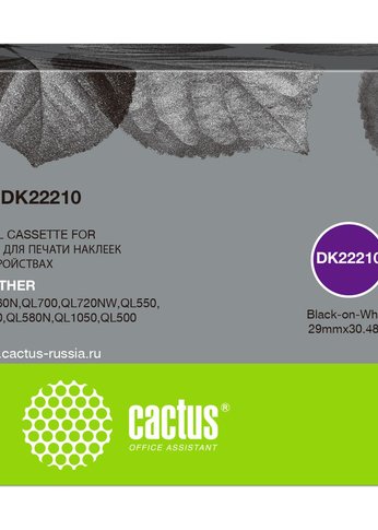 Картридж ленточный Cactus CS-DK22210 DK-22210 черный для Brother P-touch QL-500, QL-550, QL-700, QL-800