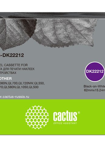 Картридж ленточный Cactus CS-DK22212 DK-22212 черный для Brother P-touch QL-500, QL-550, QL-700, QL-800