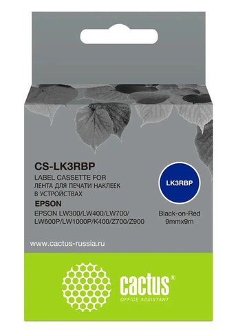 Картридж ленточный Cactus CS-LK3RBP черный для Epson LW300/LW400/LW700/LW600P/LW1000P/K400/Z700/Z900