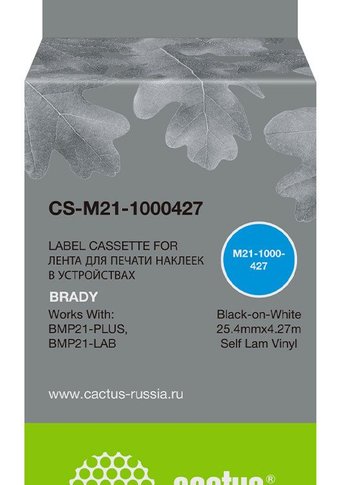 Картридж ленточный Cactus CS-M21-1000427 черный для Brady BMP21-PLUS, BMP21, BMP21-LAB