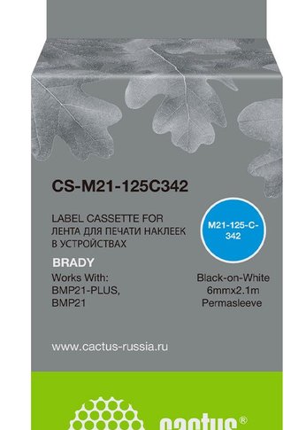 Картридж ленточный Cactus CS-M21-125C342 черный для Brady BMP21-PLUS, BMP21, BMP21-LAB