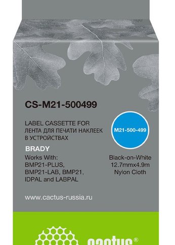 Картридж ленточный Cactus CS-M21-500499 черный для Brady BMP21-PLUS, BMP21-LAB