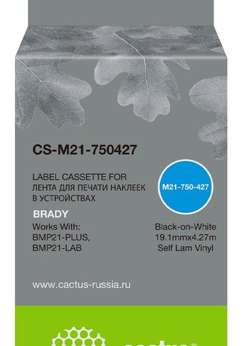 Картридж ленточный Cactus CS-M21-750427 черный для BRADY BMP21-PLUS, BMP21-LAB