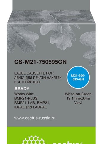 Картридж ленточный Cactus CS-M21-750595GN белый для Brady BMP21-PLUS, BMP21-LAB