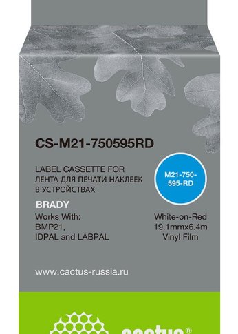 Картридж ленточный Cactus CS-M21-750595RD белый для Brady BMP21-PLUS, BMP21-LAB