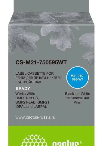 Картридж ленточный Cactus CS-M21-750595WT черный для Brady BMP21-PLUS/BMP21-LAB