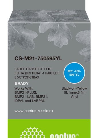 Картридж ленточный Cactus CS-M21-750595YL черный для Brady BMP21-PLUS, BMP21-LAB