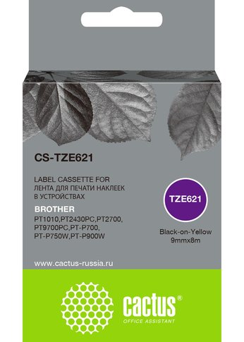 Картридж ленточный Cactus CS-TZE621 TZe-621 черный для Brother 1010/1280/1280VP/2700VP