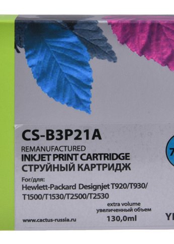 Картридж струйный Cactus CS-B3P21A №727 желтый (130мл) для HP DJ T920/T1500/T2530