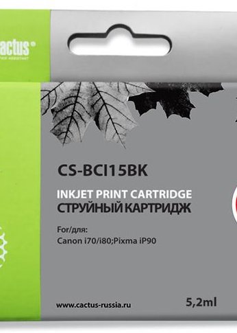 Картридж струйный Cactus CS-BCI15BK черный (5.2мл) для Canon BJ-I70