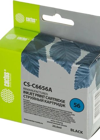 Картридж струйный Cactus CS-C6656A №56 черный (20мл) для HP 450/5145/5150/5151/5550/5552/5650/5652/5655/585