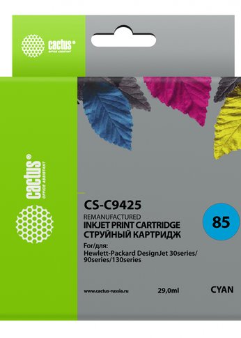 Картридж струйный Cactus CS-C9425 №85 голубой (29мл) для HP DJ 30/130