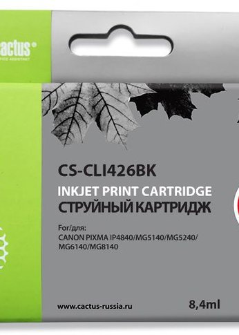 Картридж струйный Cactus CS-CLI426BK черный (8.4мл) для Canon Pixma MG5140/5240/6140/8140/MX884