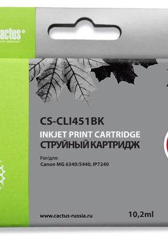 Картридж струйный Cactus CS-CLI451BK черный (10.2мл) для Canon MG6340/5440/IP7240