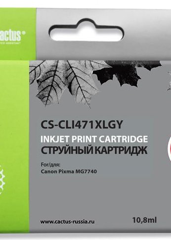 Картридж струйный Cactus CS-CLI471XLGY серый (10.8мл) для Canon TS5040/MG5740/MG6840/MG7740