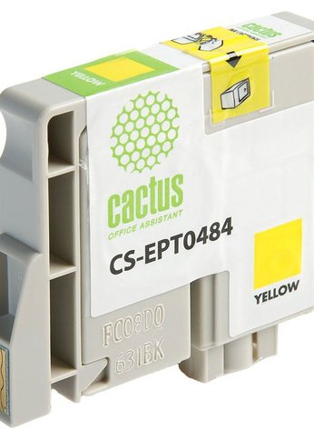 Картридж струйный Cactus CS-EPT0484 T0484 желтый (14.4мл) для Epson Stylus Photo R200/R220/R300/R320/R340/RX500/RX600/RX620/RX640