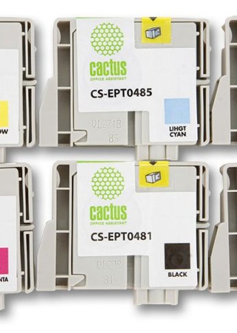 Картридж струйный Cactus CS-EPT0487 T0487 черный/голубой/пурпурный/желтый/светло-голубой/светло-пурпурный набор (88мл) для Epson Stylus Photo R200/R2