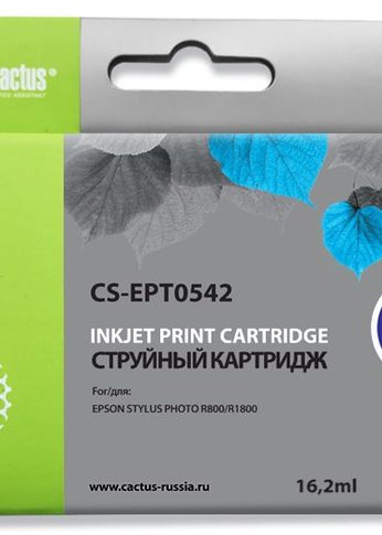 Картридж струйный Cactus CS-EPT0542 T0542 голубой (16.2мл) для Epson Stylus Photo R800/R1800