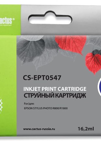 Картридж струйный Cactus CS-EPT0547 T0547 красный (16.2мл) для Epson Stylus Photo R800/R1800