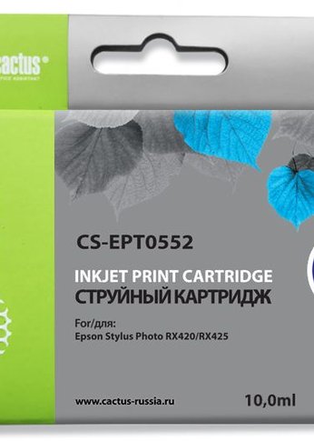 Картридж струйный Cactus CS-EPT0552 T0552 голубой (10мл) для Epson Stylus RX520/Stylus Photo R240