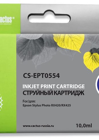 Картридж струйный Cactus CS-EPT0554 T0554 желтый (16мл) для Epson Stylus RX520/Stylus Photo R240