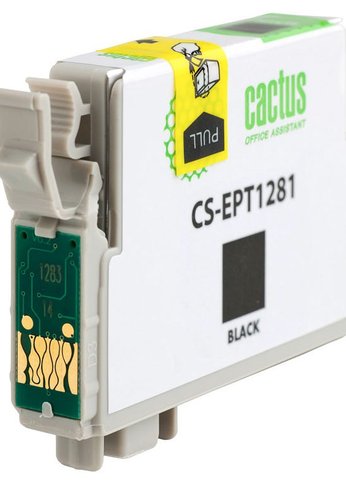 Картридж струйный Cactus CS-EPT1281 T1281 черный (10мл) для Epson Stylus S22/S125/SX420/SX425/Office BX305