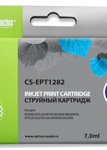 Картридж струйный Cactus CS-EPT1282 T1282 голубой (7мл) для Epson Stylus S22/S125/SX420/SX425/Office BX305