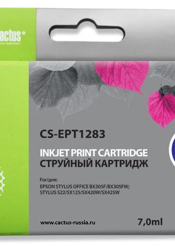 Картридж струйный Cactus CS-EPT1283 T1283 пурпурный (7мл) для Epson Stylus S22/S125/SX420/SX425/Office BX305