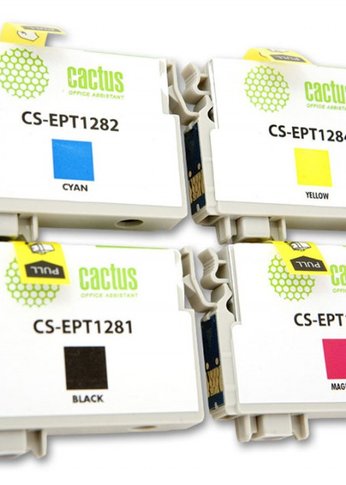 Картридж струйный Cactus CS-EPT1285 T1285 черный/голубой/пурпурный/желтый набор (31мл) для Epson Stylus SX125/SX425W/SX420W/S22/Office BX305F/BX305FW