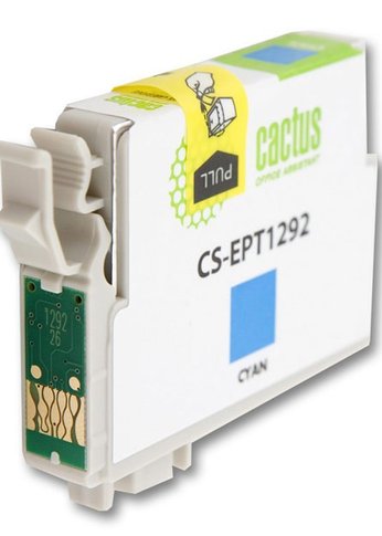 Картридж струйный Cactus CS-EPT1292 T1292 голубой (10мл) для Epson B42/BX305/BX305F/BX320/BX525/BX625/SX420/SX425/SX525/SX621