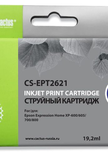 Картридж струйный Cactus CS-EPT2621 26XL черный (19.2мл) для Epson Expression Home XP-600/605/700/800