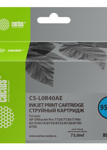 Картридж струйный Cactus CS-L0R40AE 957XL черный (73мл) для HP OfficeJet 8210/8218/8720/8725/8730