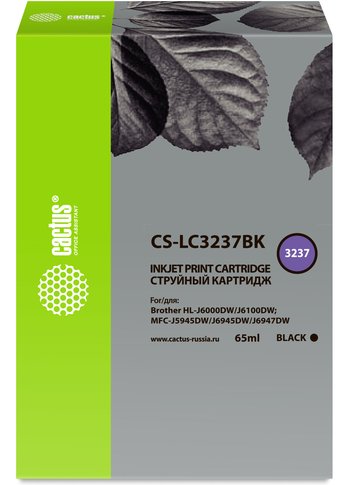 Картридж струйный Cactus CS-LC3237BK черный (65мл) для Brother HL-J6000DW/J6100DW