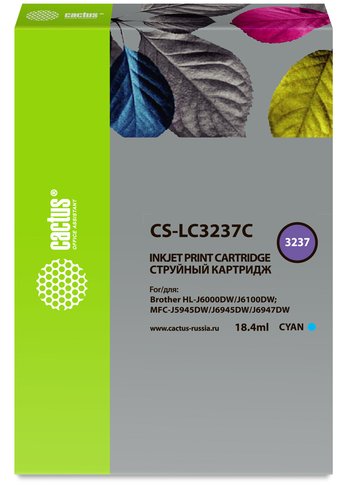 Картридж струйный Cactus CS-LC3237C голубой (18.4мл) для Brother HL-J6000DW/J6100DW