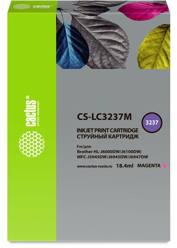 Картридж струйный Cactus CS-LC3237M пурпурный (18.4мл) для Brother HL-J6000DW/J6100DW