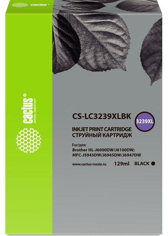 Картридж струйный Cactus CS-LC3239XLBK черный (129мл) для Brother HL-J6000DW/J6100DW